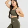 WOMEN'S BEST Power Seamless Sports Bra | Khaki