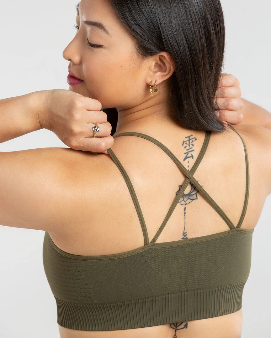 WOMEN'S BEST Power Seamless Sports Bra | Khaki