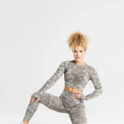 WOMEN'S BEST SPORTBEKLEIDUNG Camo Seamless Long Sleeve Crop Top | Green