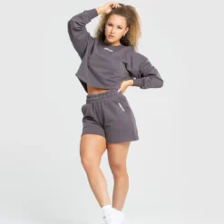WOMEN'S BEST SPORTBEKLEIDUNG Comfort Cropped Crew Neck | Charcoal