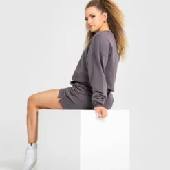 WOMEN'S BEST SPORTBEKLEIDUNG Comfort Cropped Crew Neck | Charcoal