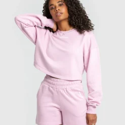 WOMEN'S BEST Comfort Cropped Crew Neck | Pastel Rose SPORTBEKLEIDUNG