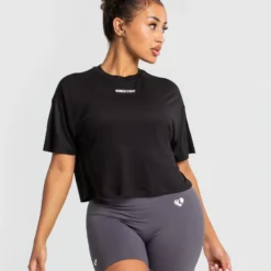 WOMEN'S BEST SPORTBEKLEIDUNG Comfort Lightweight Cropped Boxy Tee | Black