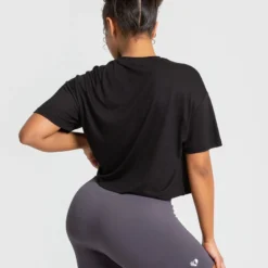 WOMEN'S BEST SPORTBEKLEIDUNG Comfort Lightweight Cropped Boxy Tee | Black