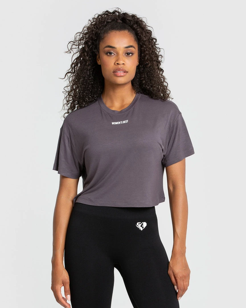 WOMEN'S BEST Comfort Lightweight Cropped Boxy Tee | Charcoal SPORTBEKLEIDUNG