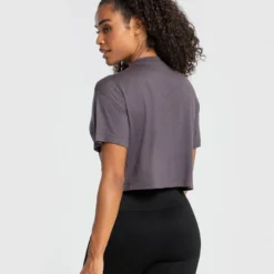 WOMEN'S BEST Comfort Lightweight Cropped Boxy Tee | Charcoal SPORTBEKLEIDUNG