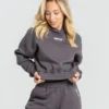 WOMEN'S BEST SPORTBEKLEIDUNG Comfort Cropped Hoodie | Charcoal