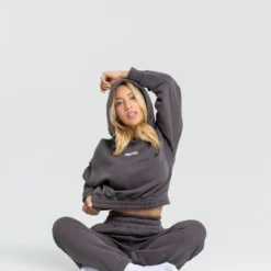 WOMEN'S BEST SPORTBEKLEIDUNG Comfort Cropped Hoodie | Charcoal