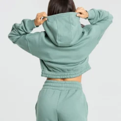 WOMEN'S BEST Comfort Cropped Hoodie | Pastel Green SPORTBEKLEIDUNG