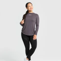 WOMEN'S BEST Comfort Lightweight Long Sleeve Tee | Charcoal SPORTBEKLEIDUNG
