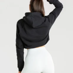 WOMEN'S BEST Power Cropped Hoodie | Black SPORTBEKLEIDUNG