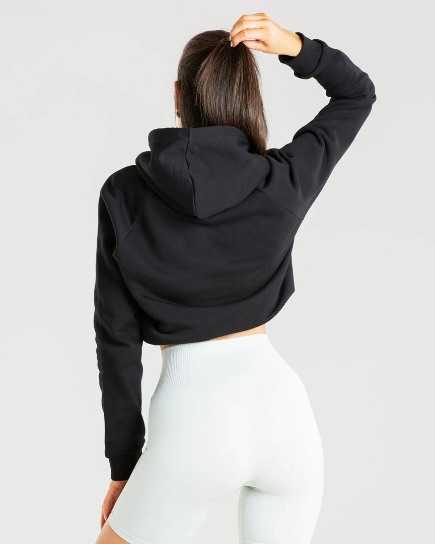WOMEN'S BEST Power Cropped Hoodie | Black SPORTBEKLEIDUNG