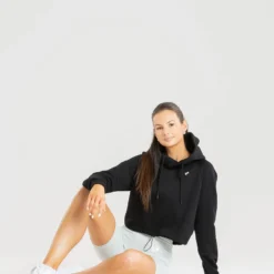 WOMEN'S BEST Power Cropped Hoodie | Black SPORTBEKLEIDUNG