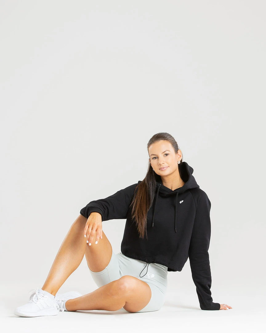 WOMEN'S BEST Power Cropped Hoodie | Black SPORTBEKLEIDUNG