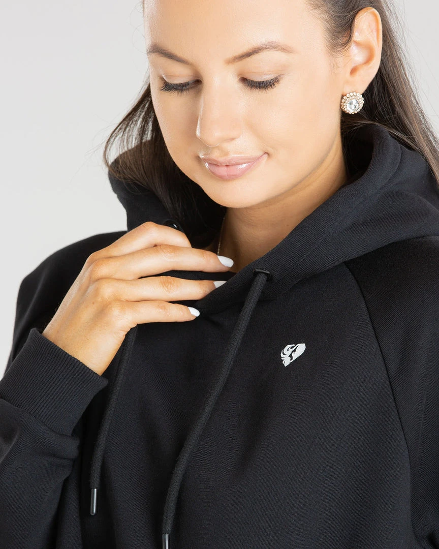 WOMEN'S BEST Power Cropped Hoodie | Black SPORTBEKLEIDUNG