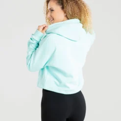 WOMEN'S BEST Power Cropped Hoodie | Bleached Aqua