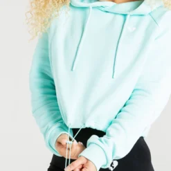 WOMEN'S BEST Power Cropped Hoodie | Bleached Aqua