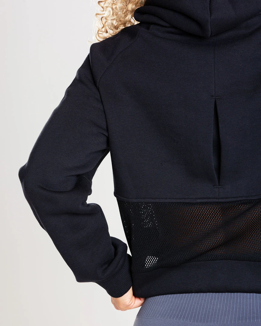 WOMEN'S BEST True Mesh Cropped Hoodie | Black SPORTBEKLEIDUNG