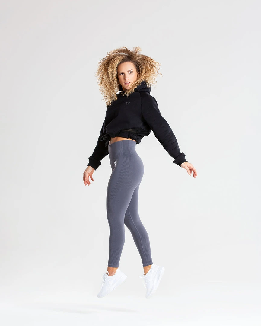 WOMEN'S BEST True Mesh Cropped Hoodie | Black SPORTBEKLEIDUNG