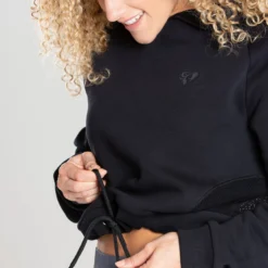 WOMEN'S BEST True Mesh Cropped Hoodie | Black SPORTBEKLEIDUNG