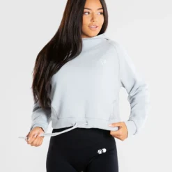 WOMEN'S BEST SPORTBEKLEIDUNG True Mesh Cropped Hoodie | Grey
