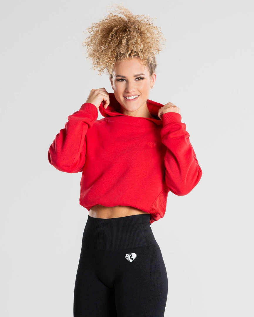 WOMEN'S BEST SPORTBEKLEIDUNG True Mesh Cropped Hoodie | Red