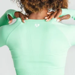 WOMEN'S BEST SPORTBEKLEIDUNG Power Seamless Long Sleeve Crop Top | Green Ash
