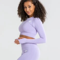 WOMEN'S BEST SPORTBEKLEIDUNG Power Seamless Long Sleeve Crop Top | Lilac