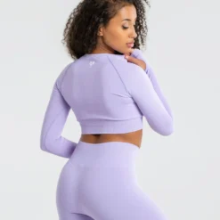 WOMEN'S BEST SPORTBEKLEIDUNG Power Seamless Long Sleeve Crop Top | Lilac
