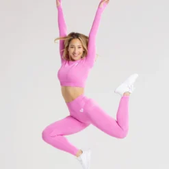 WOMEN'S BEST Power Seamless Long Sleeve Crop Top | Phlox Pink SPORTBEKLEIDUNG