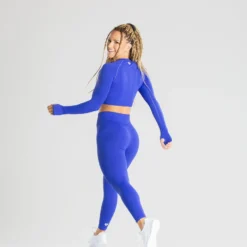 WOMEN'S BEST SPORTBEKLEIDUNG Power Seamless Long Sleeve Crop Top | Royal Blue