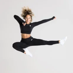 WOMEN'S BEST SPORTBEKLEIDUNG Move Seamless Long Sleeve Crop Top | Black Marl