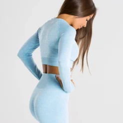 WOMEN'S BEST SPORTBEKLEIDUNG Move Seamless Long Sleeve Crop Top | Blue Marl