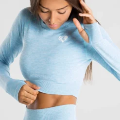 WOMEN'S BEST SPORTBEKLEIDUNG Move Seamless Long Sleeve Crop Top | Blue Marl