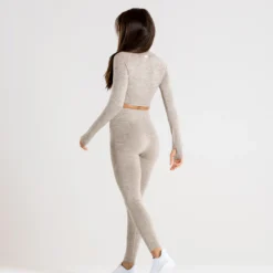 WOMEN'S BEST SPORTBEKLEIDUNG Move Seamless Long Sleeve Crop Top | Brown Grey Marl