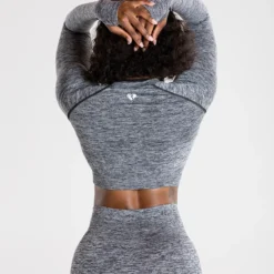 WOMEN'S BEST Move Seamless Long Sleeve Crop Top | Grey Marl SPORTBEKLEIDUNG