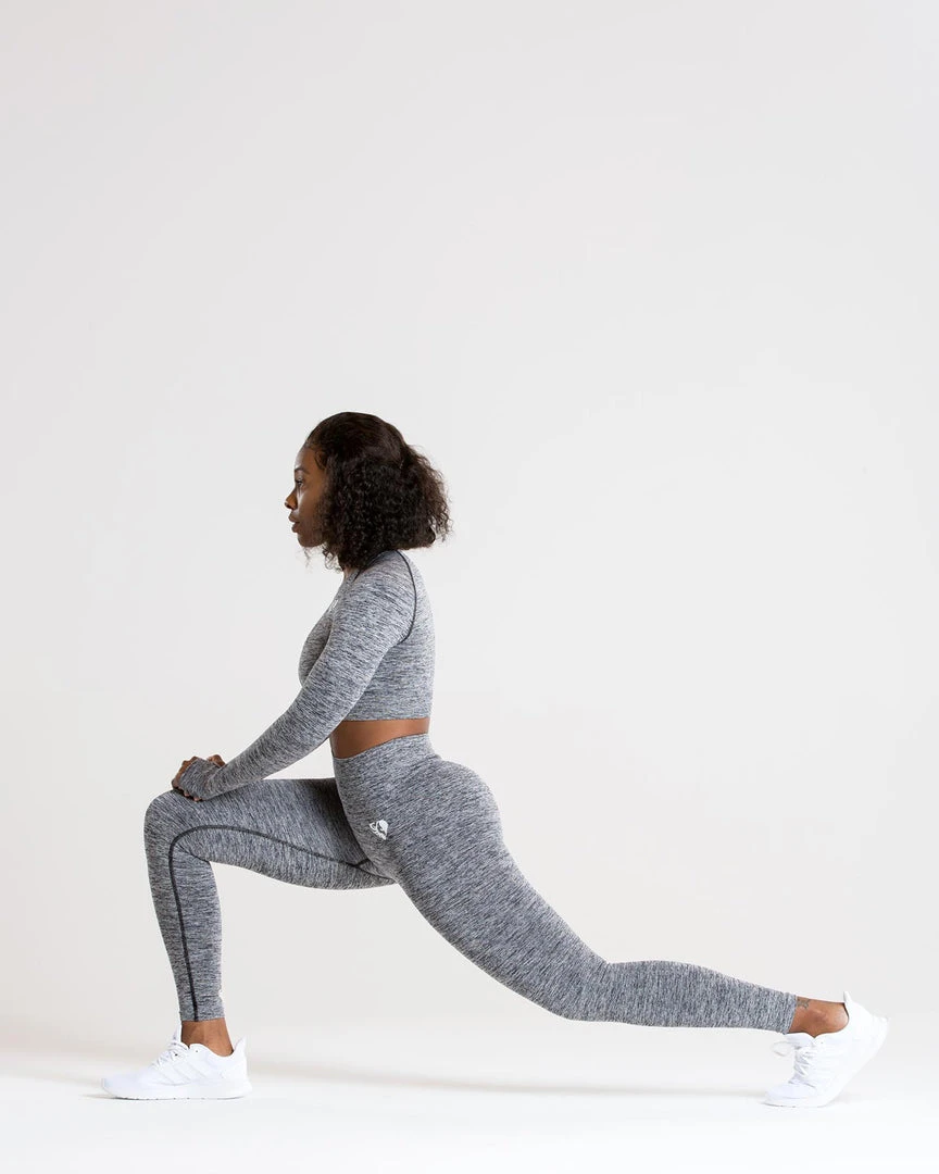 WOMEN'S BEST Move Seamless Long Sleeve Crop Top | Grey Marl SPORTBEKLEIDUNG