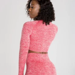 WOMEN'S BEST SPORTBEKLEIDUNG Move Seamless Long Sleeve Crop Top | Red Marl