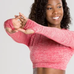 WOMEN'S BEST SPORTBEKLEIDUNG Move Seamless Long Sleeve Crop Top | Red Marl