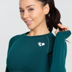 WOMEN'S BEST Move Seamless Long Sleeve Crop Top | Smaragd Green Solid