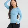 WOMEN'S BEST Move Seamless Long Sleeve Top | Blue Marl SPORTBEKLEIDUNG