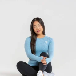 WOMEN'S BEST Move Seamless Long Sleeve Top | Blue Marl SPORTBEKLEIDUNG