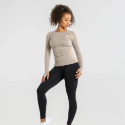 WOMEN'S BEST SPORTBEKLEIDUNG Move Seamless Long Sleeve Top | Brown Grey Marl