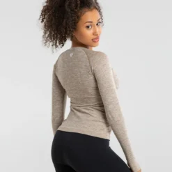 WOMEN'S BEST SPORTBEKLEIDUNG Move Seamless Long Sleeve Top | Brown Grey Marl