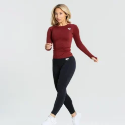 WOMEN'S BEST SPORTBEKLEIDUNG Move Seamless Long Sleeve Top | Ruby Red Solid