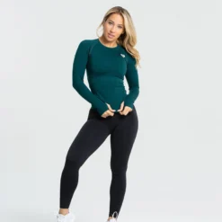 WOMEN'S BEST SPORTBEKLEIDUNG Move Seamless Long Sleeve Top | Smaragd Green Solid