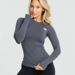 WOMEN'S BEST Move Seamless Long Sleeve Top | Stone Grey Solid
