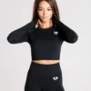 WOMEN'S BEST SPORTBEKLEIDUNG Power Seamless Long Sleeve Crop Top | Black