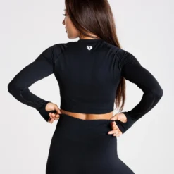 WOMEN'S BEST SPORTBEKLEIDUNG Power Seamless Long Sleeve Crop Top | Black
