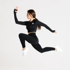 WOMEN'S BEST SPORTBEKLEIDUNG Power Seamless Long Sleeve Crop Top | Black